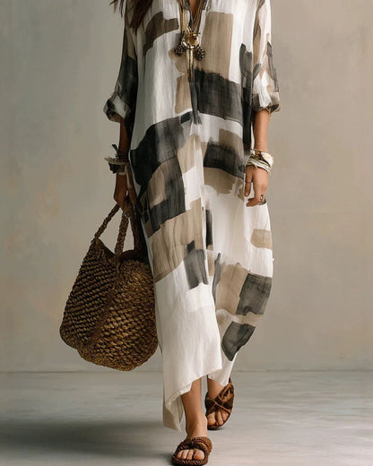 Beatrice™ | Lang overhemd met artistieke print