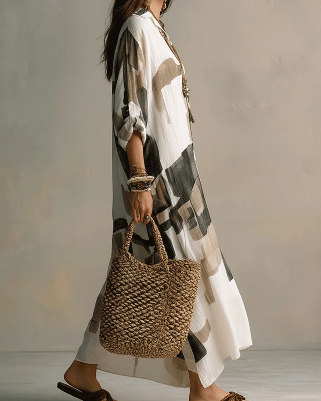 Beatrice™ | Lang overhemd met artistieke print