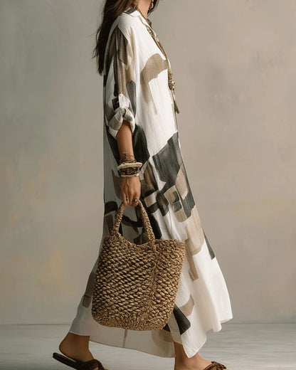 Beatrice™ | Lang overhemd met artistieke print