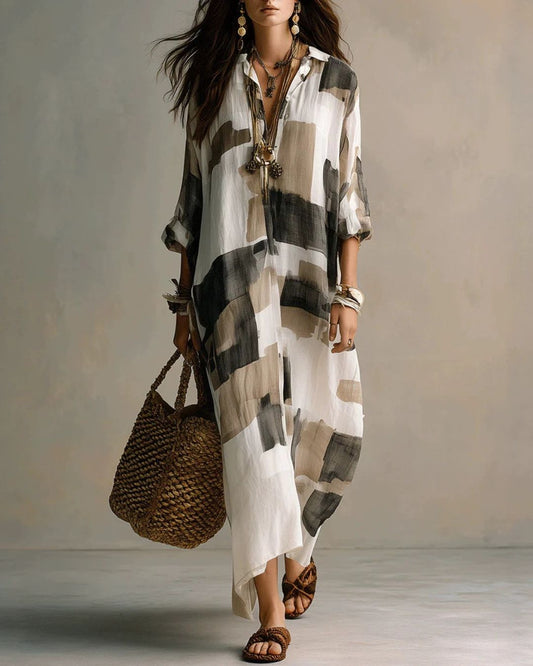Beatrice™ | Lang overhemd met artistieke print