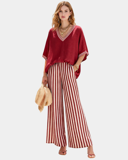 Tristane | Set van broek en blouse met strepen