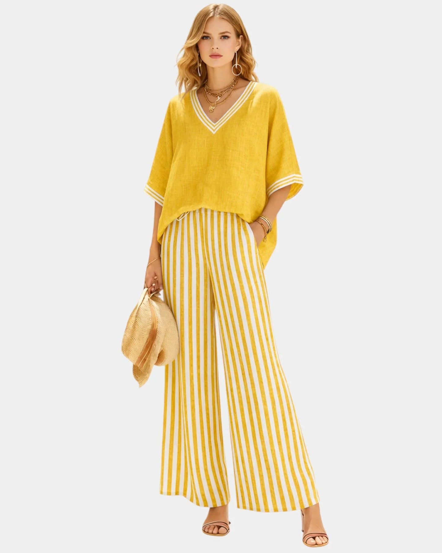 Tristane | Set van broek en blouse met strepen