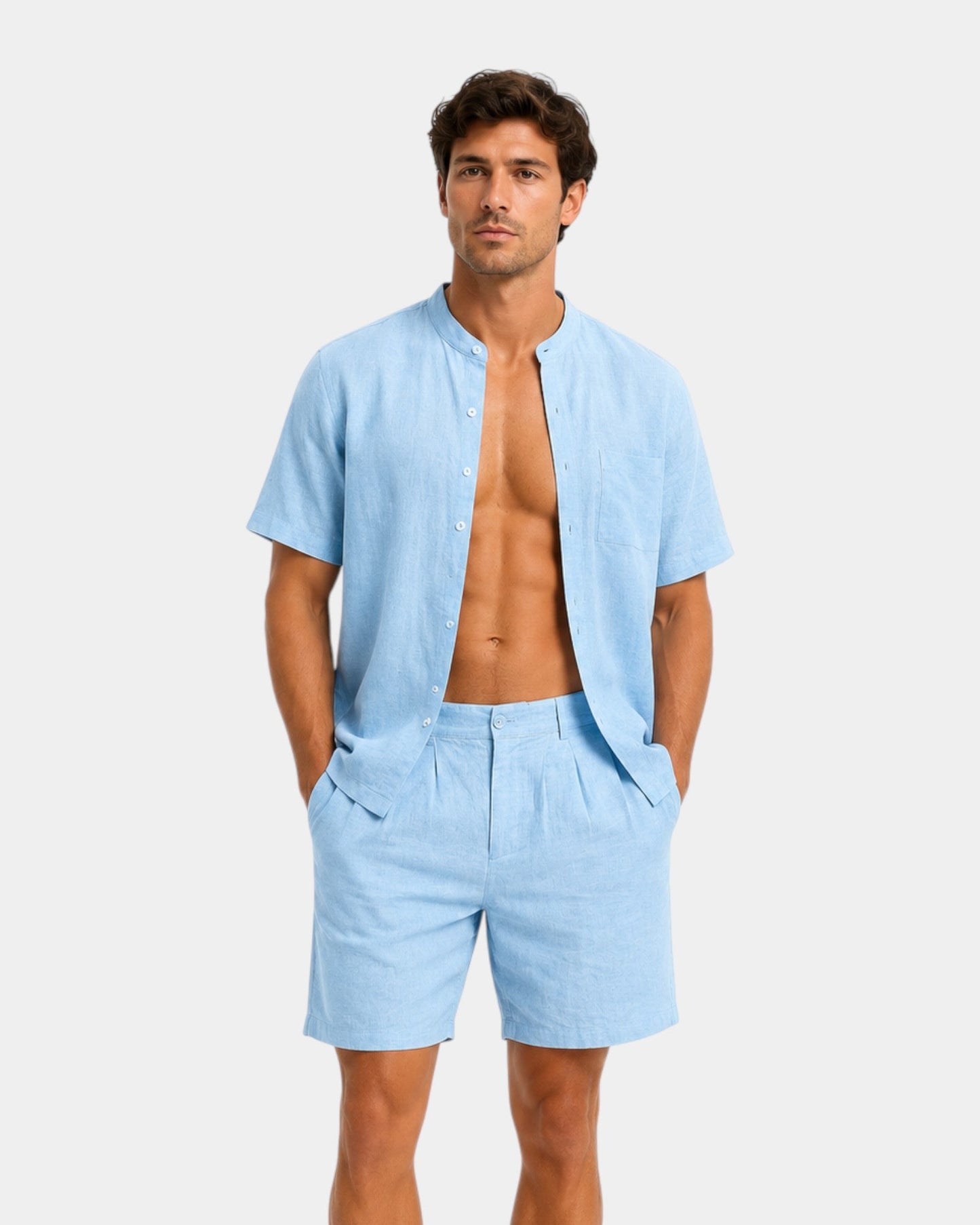 Alexandre | Set bestaande uit korte broek en overhemd van 95 % linnen