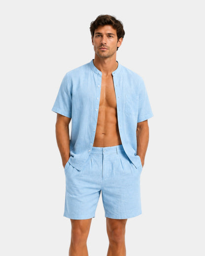 Alexandre | Set bestaande uit korte broek en overhemd van 95 % linnen