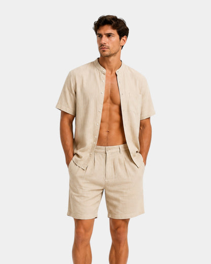 Alexandre | Set bestaande uit korte broek en overhemd van 95 % linnen