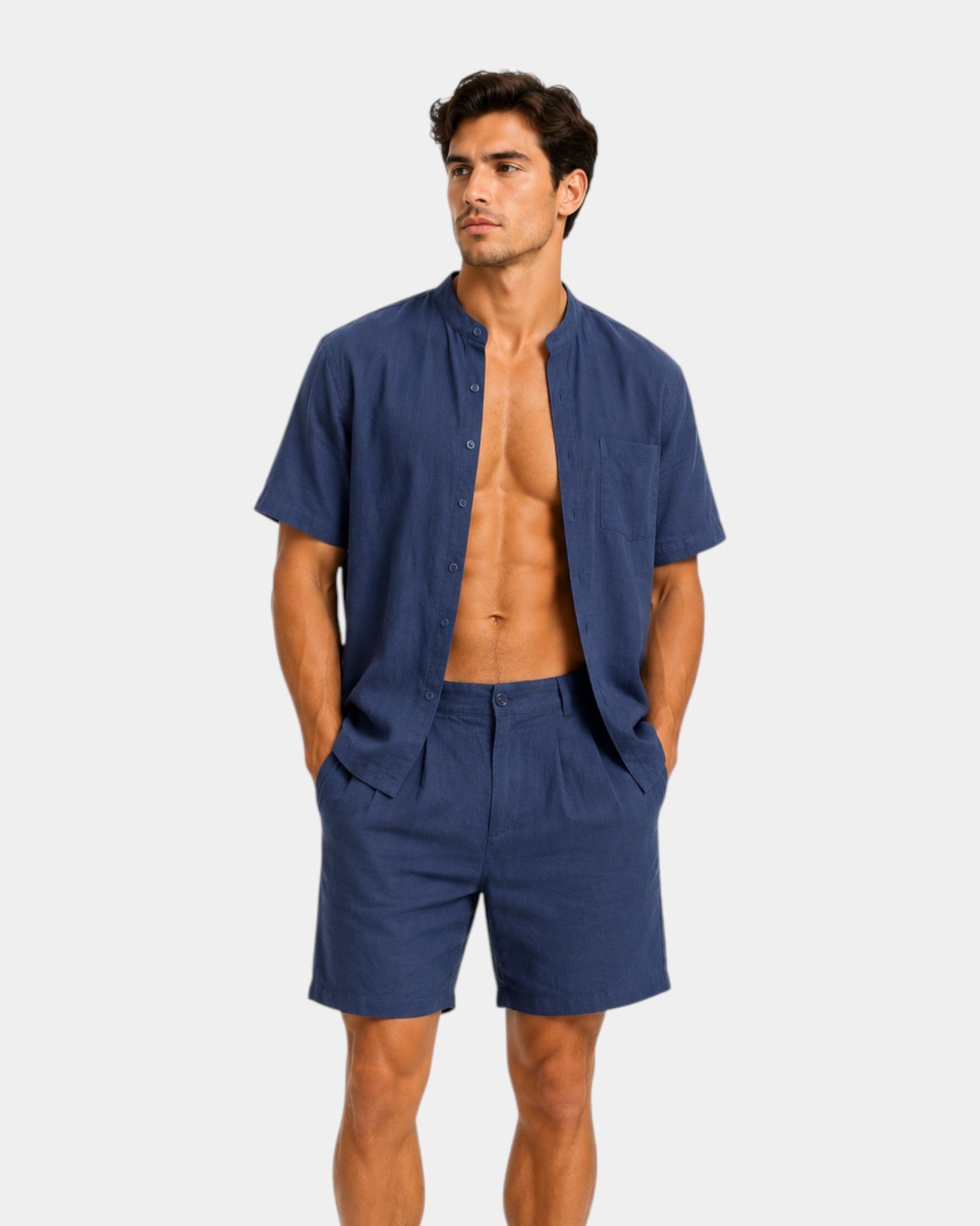 Alexandre | Set bestaande uit korte broek en overhemd van 95 % linnen