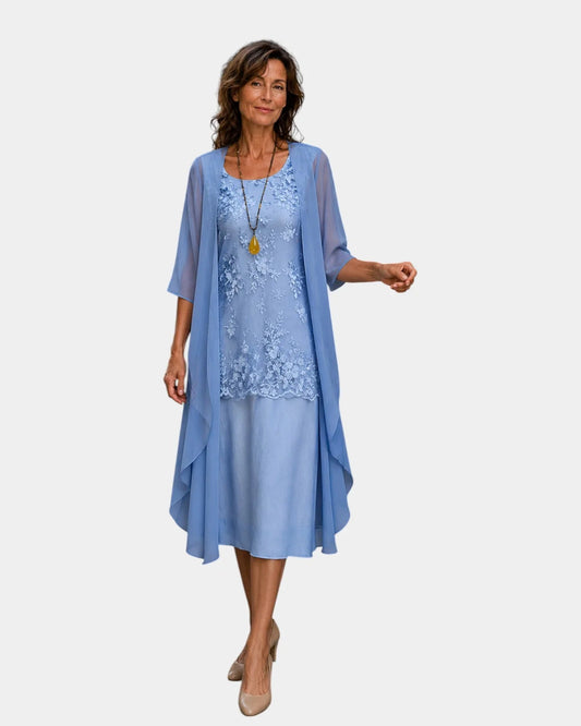 Mahélia | Elegante chiffon jurk in twee delen