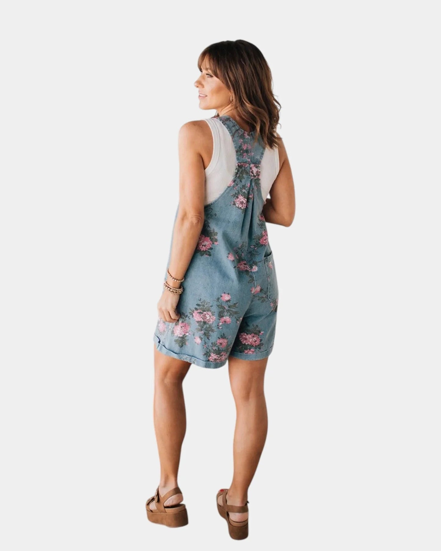 Taniah | Bloemenprint denim salopette
