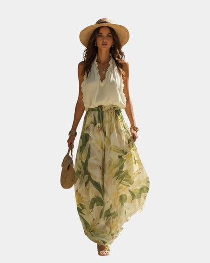 Annette | Elegante, vloeiende set met bloemenprint