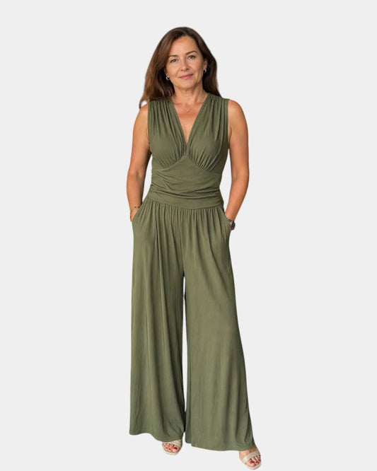 Sultana | Chic mouwloze jumpsuit met brede benen
