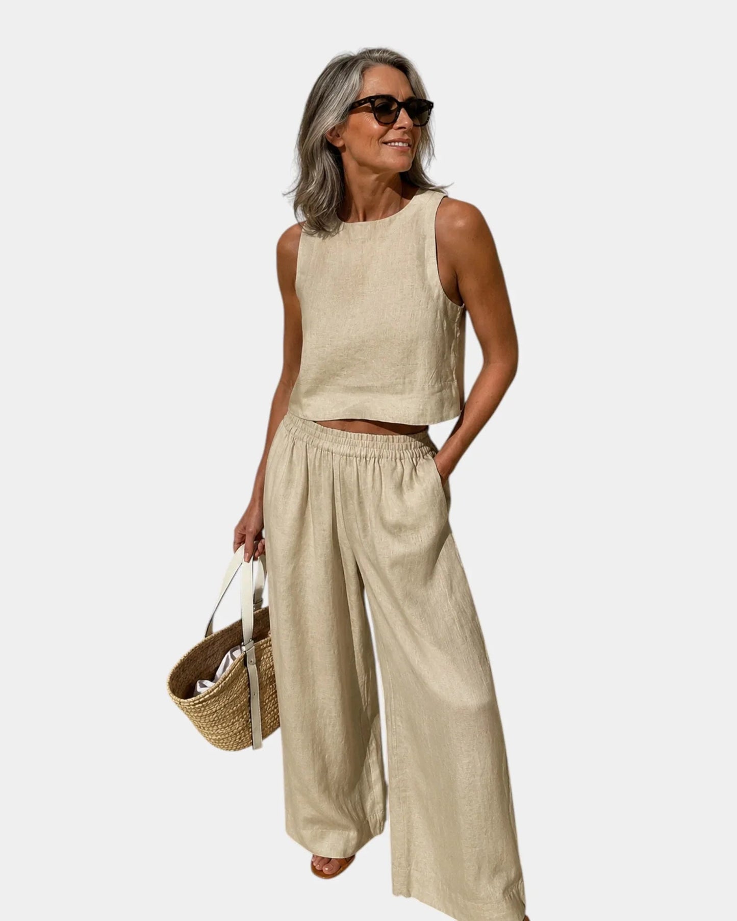 Shéhérazade | Set van blouse en broek van katoen en linnen