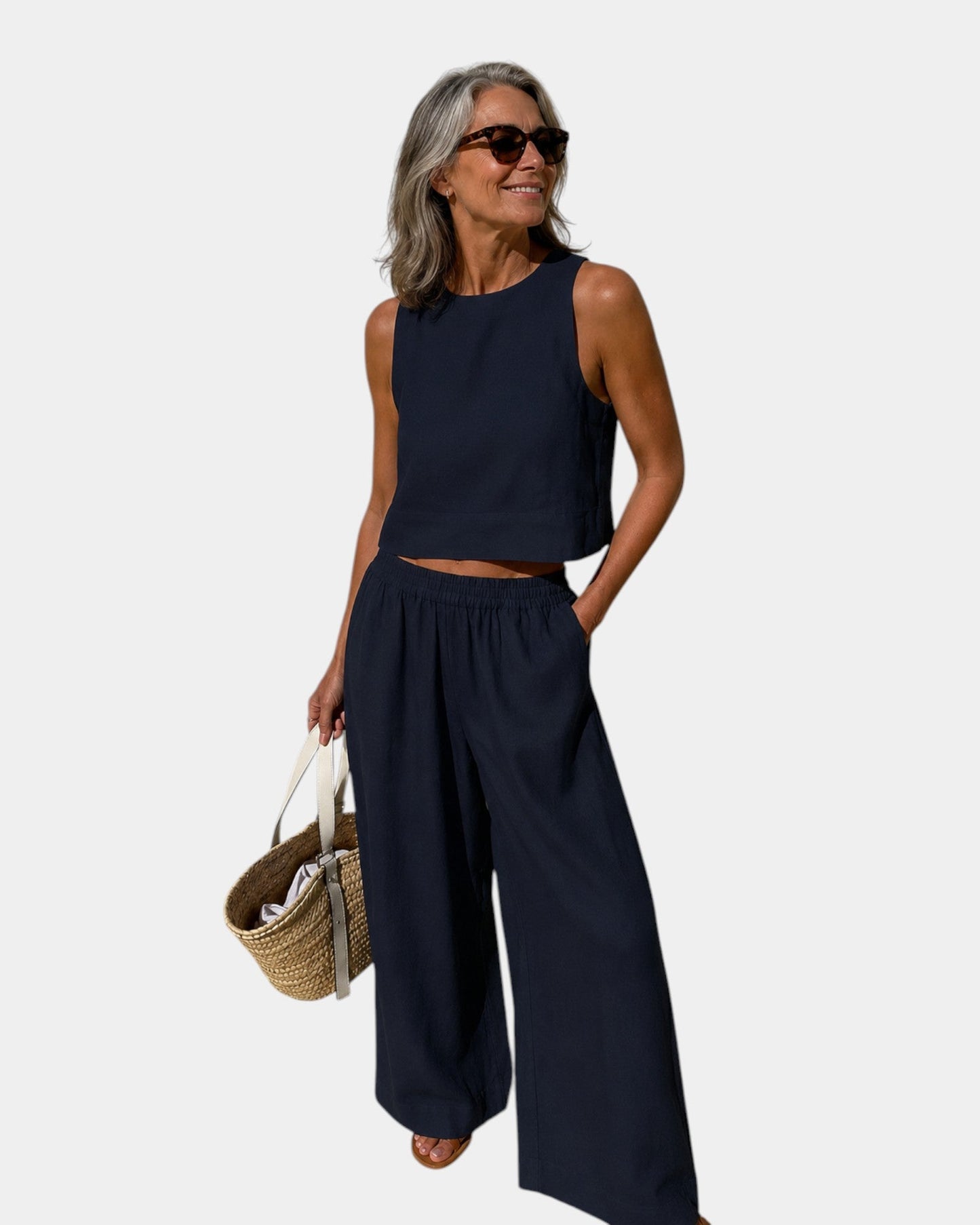 Shéhérazade | Set van blouse en broek van katoen en linnen