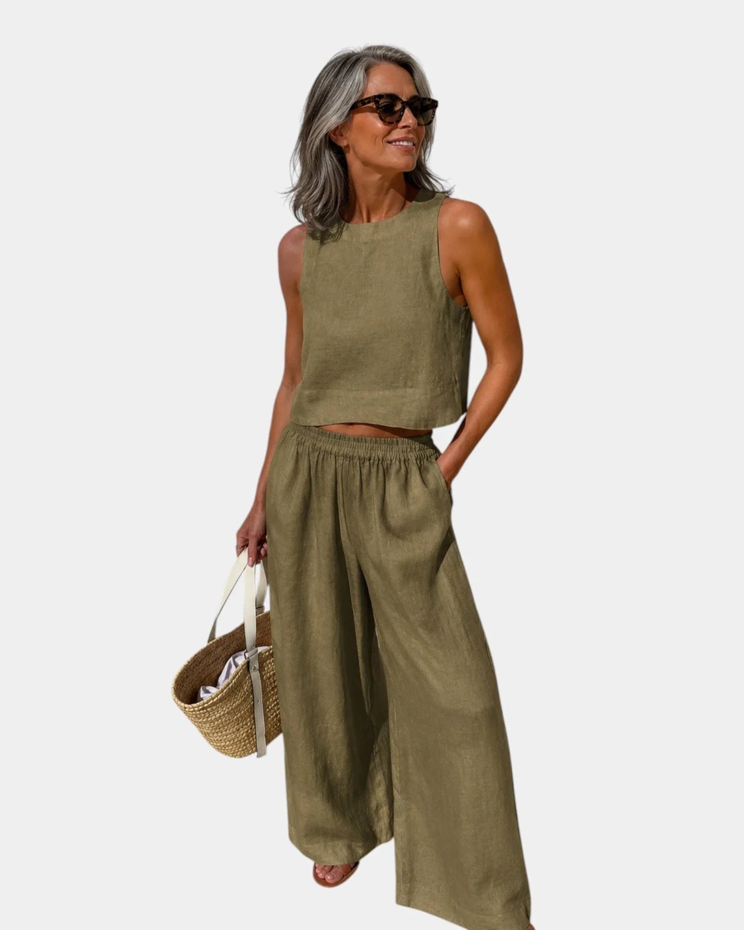 Shéhérazade | Set van blouse en broek van katoen en linnen