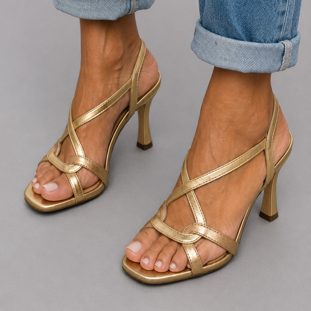 Elisabetta Gouden Sandalen Elegante Hak