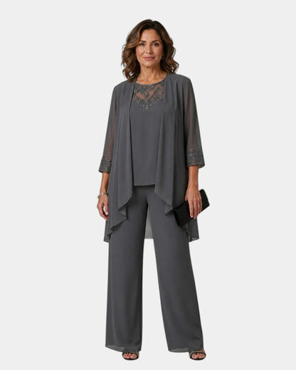 Adalie | Set van broek, blouse en bijpassende jas