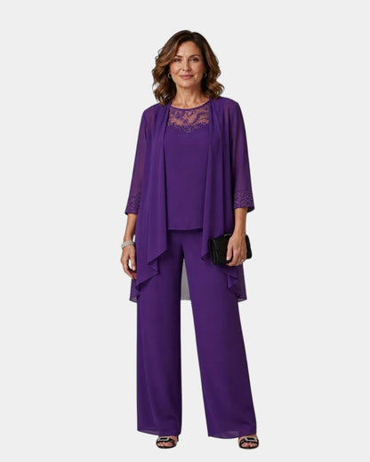 Adalie | Set van broek, blouse en bijpassende jas
