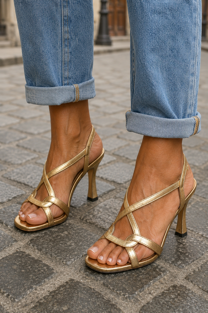 Eliana | Gouden damesschoenen met hakken