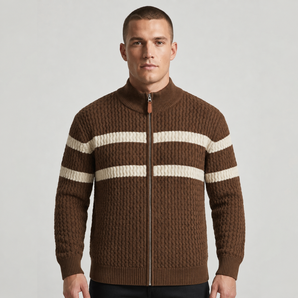 Loick - Gebreid vest met lange mouwen en ritssluiting