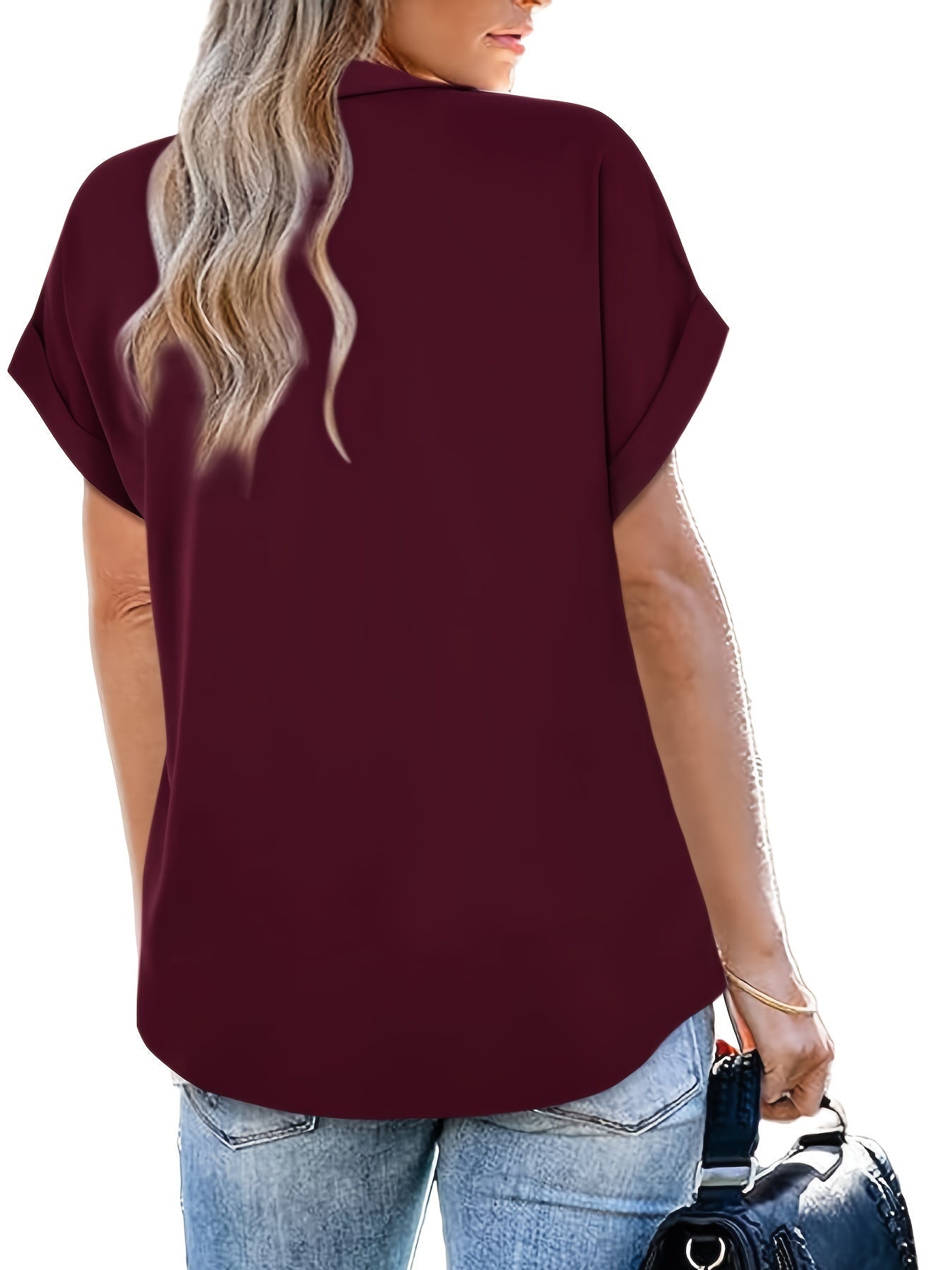 Chiffon Blouse - Ontwerp Met Reverskraag En Vlinder Mouwen