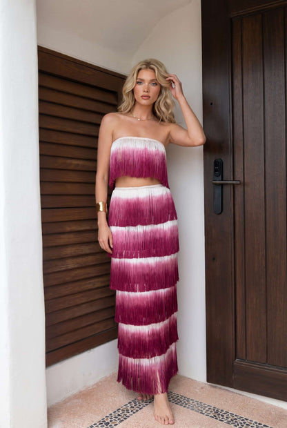 Tassel Strapless En Rok Set