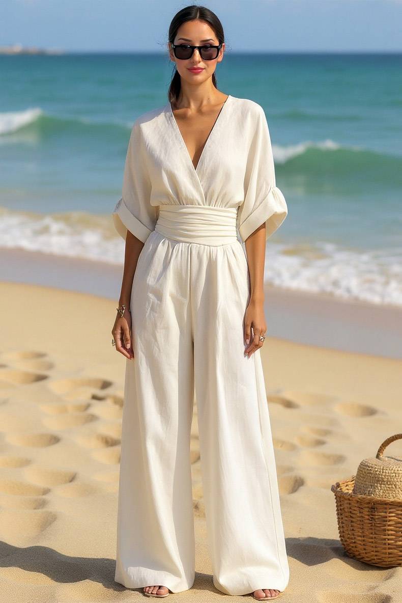 Hoge Taille Plissé Ontwerpen Jumpsuit