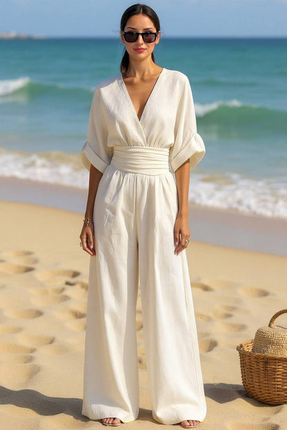 Hoge Taille Plissé Ontwerpen Jumpsuit