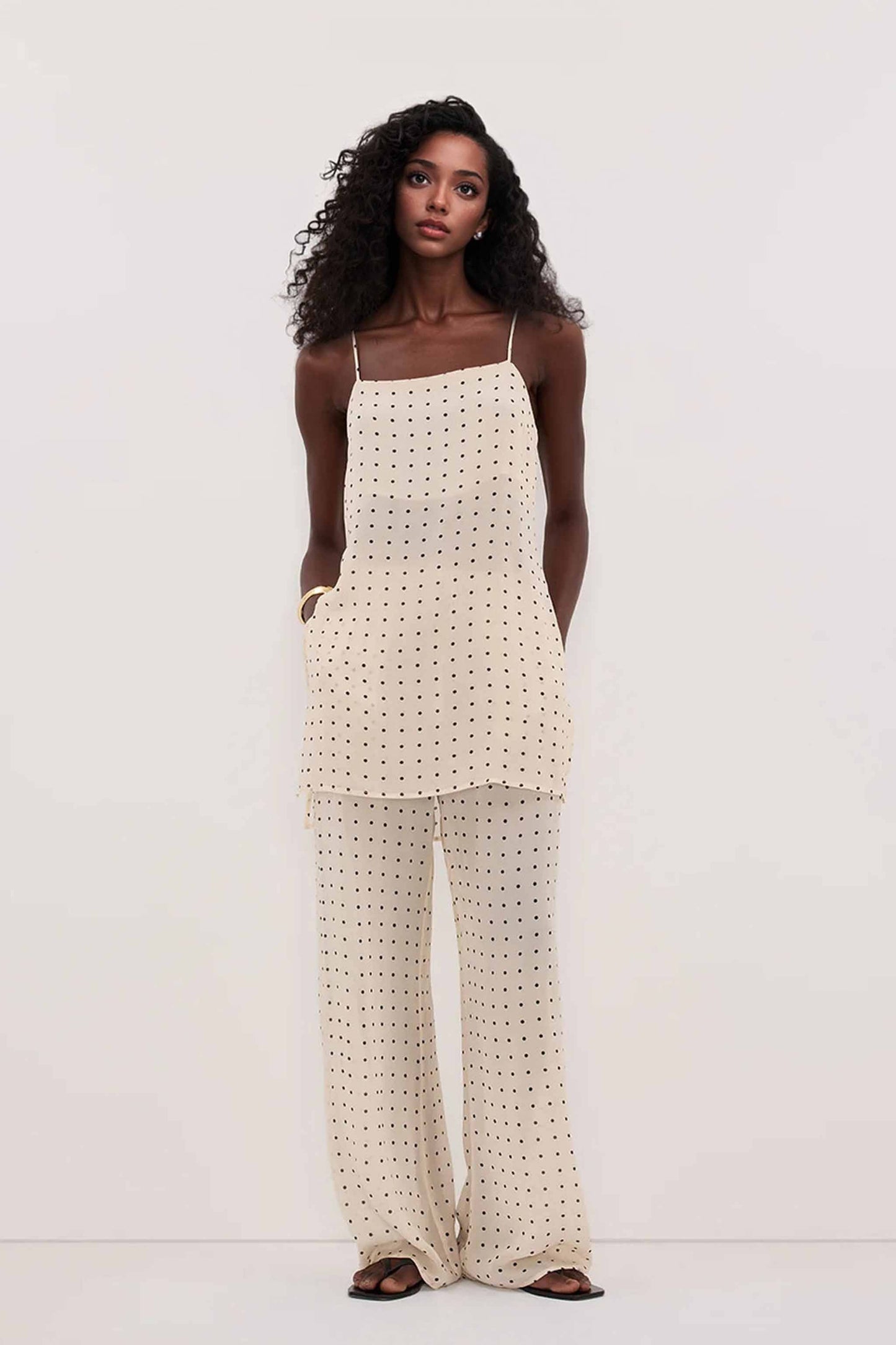 Polka dot Camisole en Wijde Broek Set