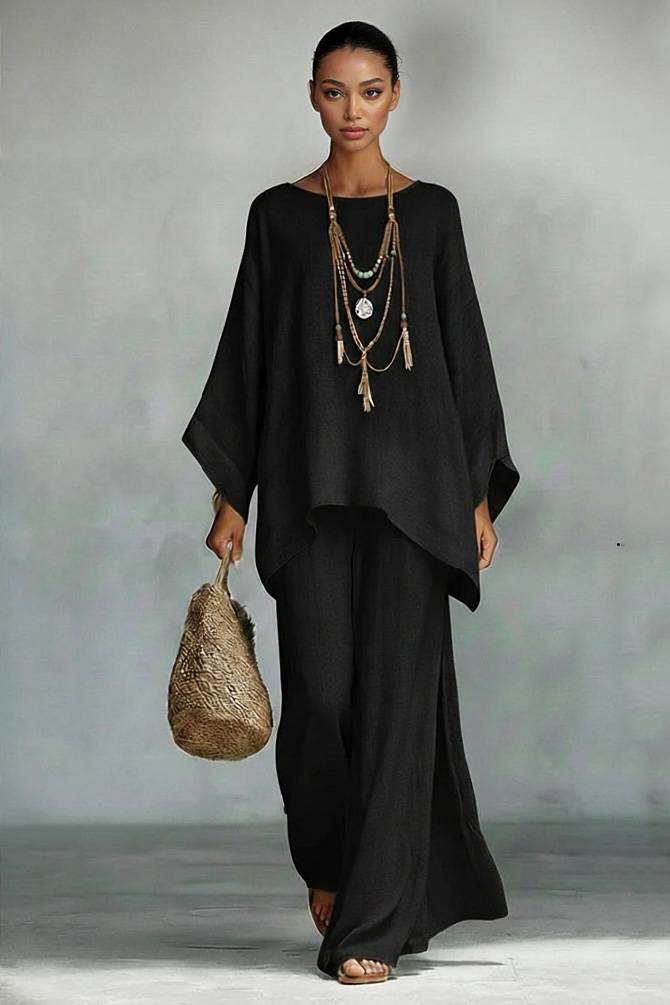 Losse Shirt En Wijde Broek Set