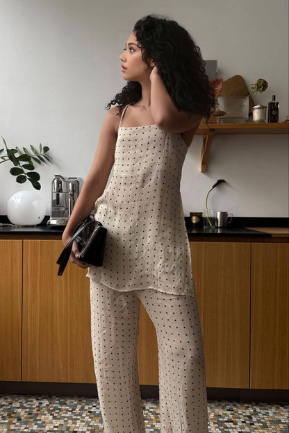Polka dot Camisole en Wijde Broek Set