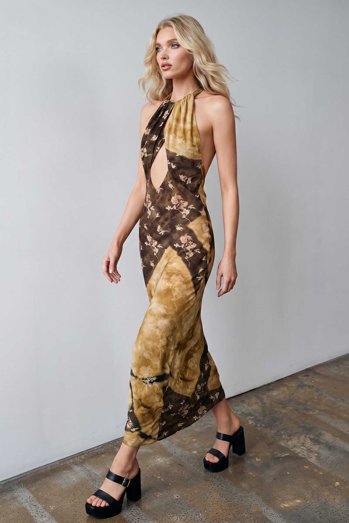 Halter-Neck Gedrukt Maxi Jurk