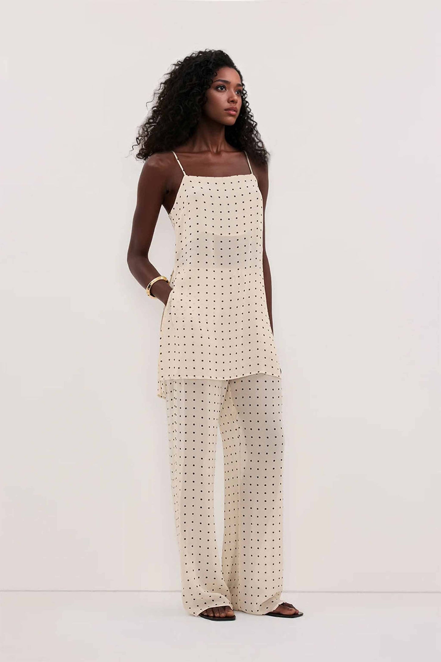 Polka dot Camisole en Wijde Broek Set