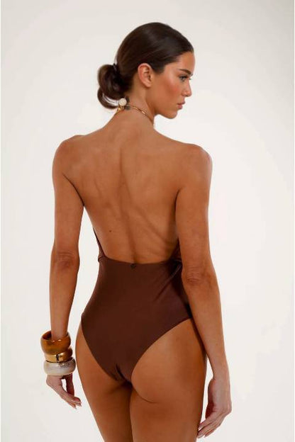 Halter-Neck Rugloze Bodysuit En Wijde Pantalon Set
