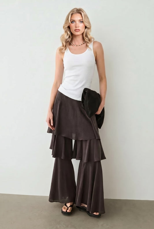 Top met Vest en Rimpelpantalon Set