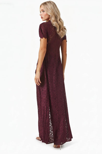 Kanten Top met Lange Mouwen en Brede Pantalon Set