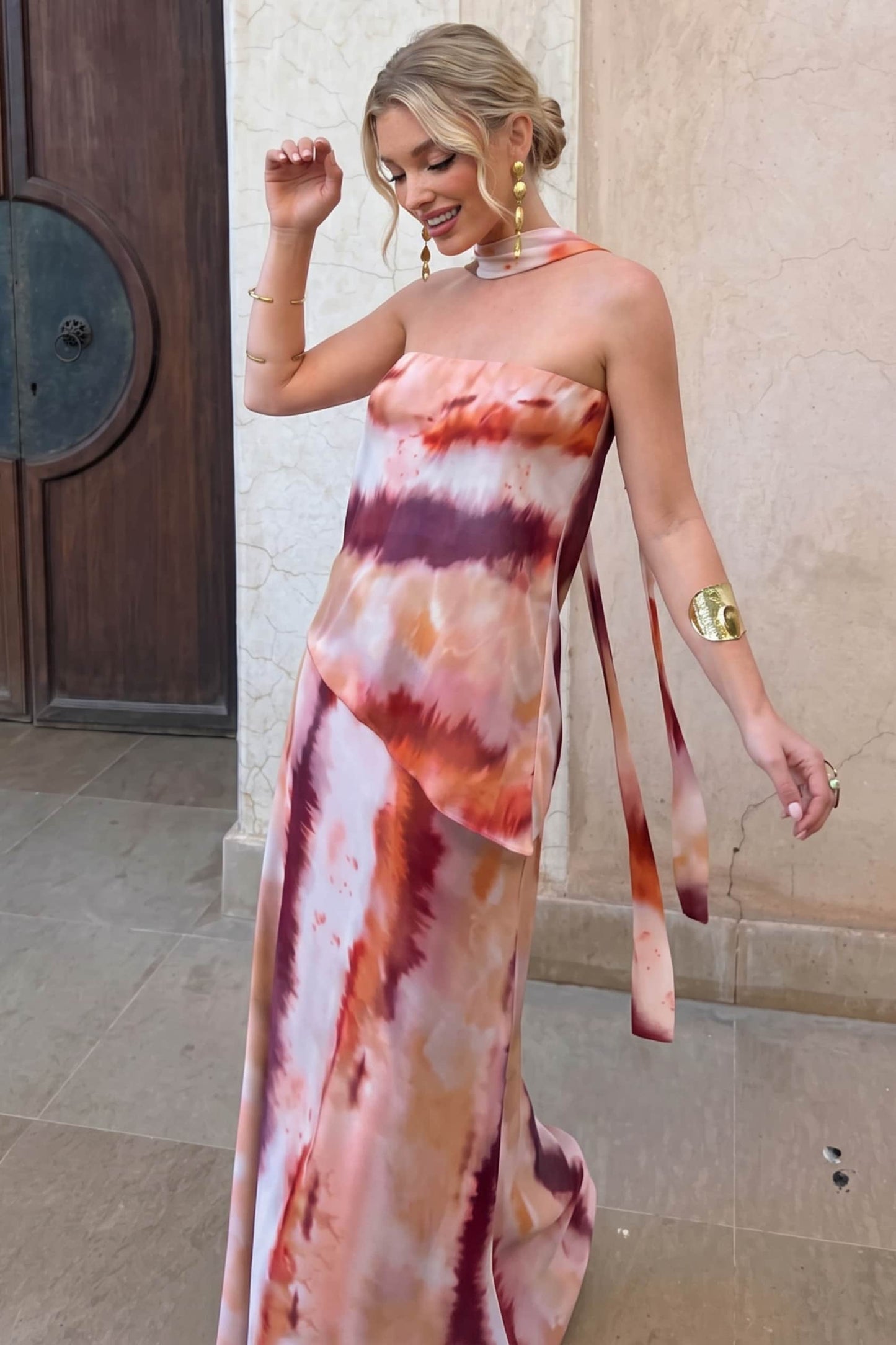 Uniek Gedrukt Sling Top En Rok Set