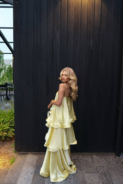 Elegante Maxi-jurk met Drie Laagjes Ruffles