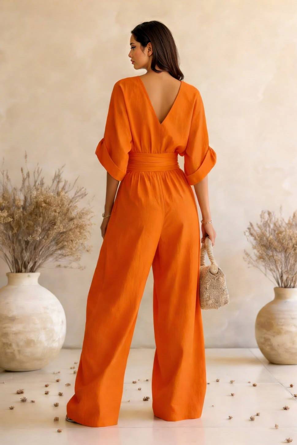 Hoge Taille Plissé Ontwerpen Jumpsuit