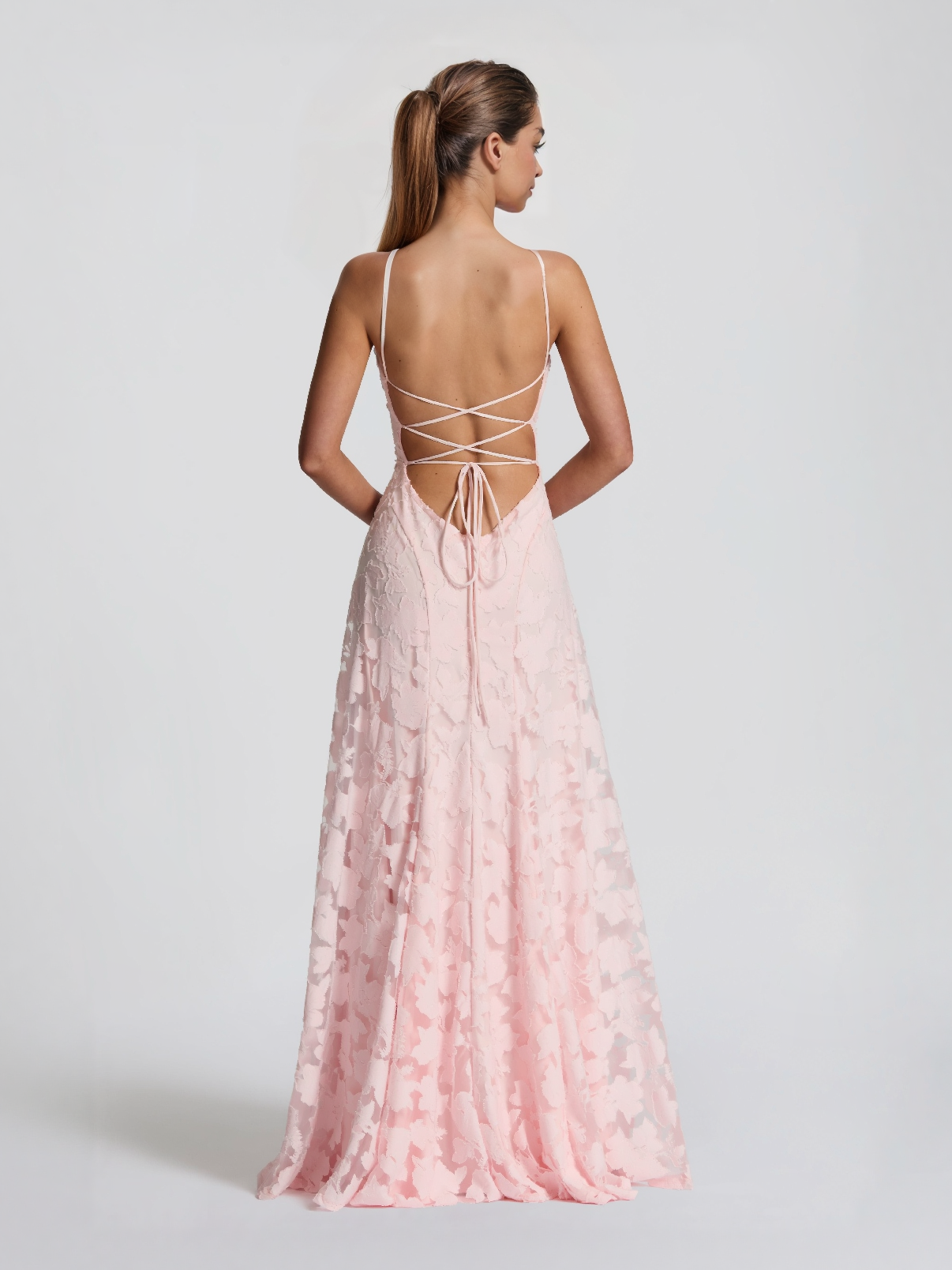 Elegante Bloemen Kant Spaghetti Band Maxi Jurk