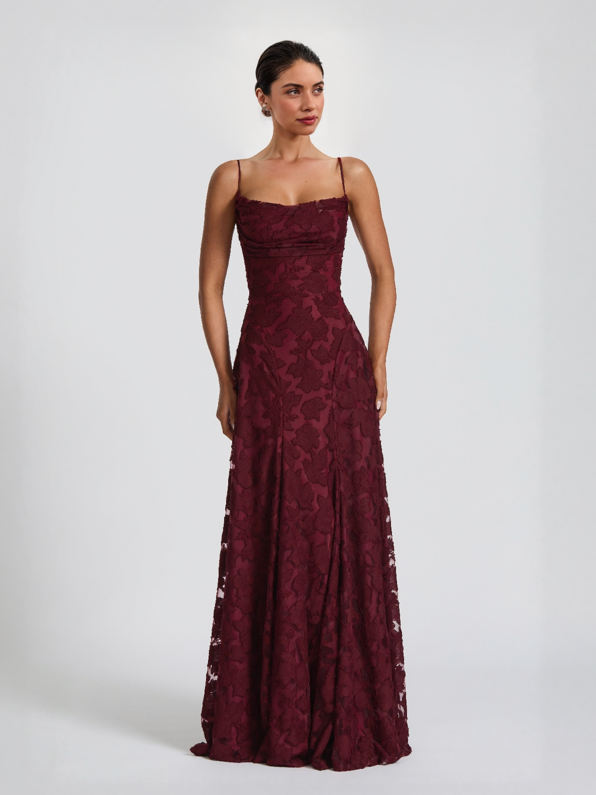 Elegante Bloemen Kant Spaghetti Band Maxi Jurk