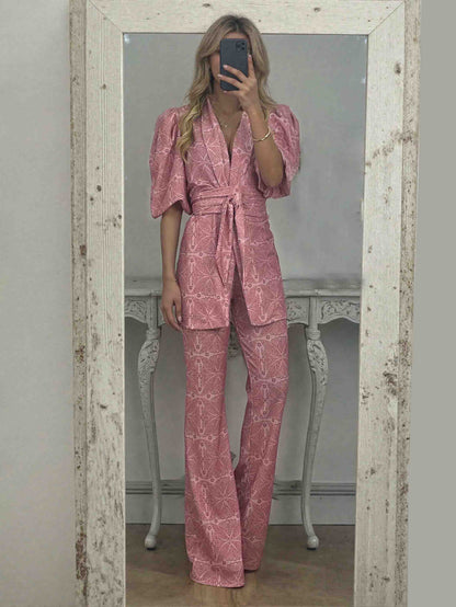 Casual Etnische Stijl Gedrukt Puff Sleeve Shirt