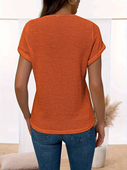 Crew Neck T-Shirt van kant - Rimpeldetail & Gemiddelde Rek