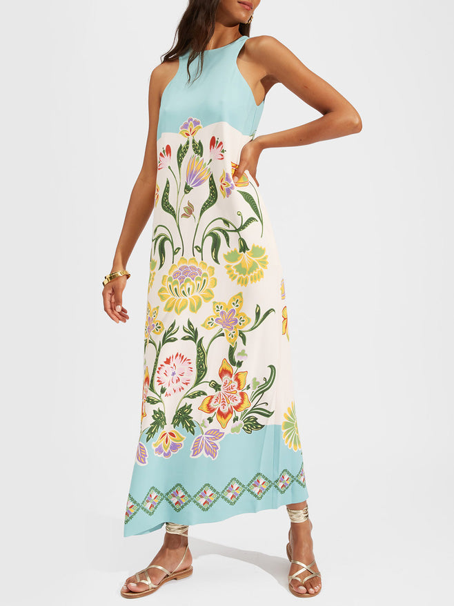 Exquise Zomerse Bloemenprint Mouwloze Midi-jurk