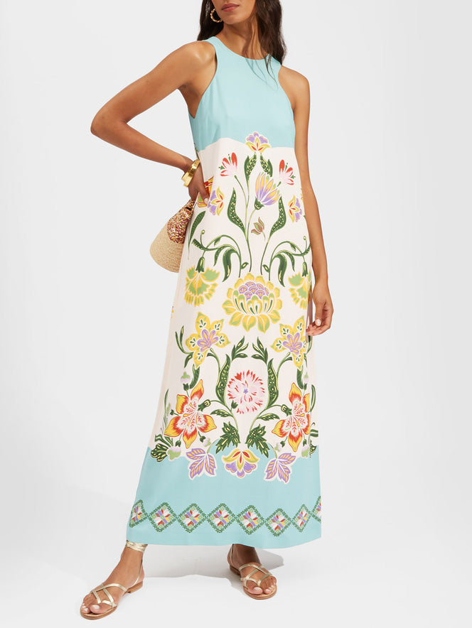 Exquise Zomerse Bloemenprint Mouwloze Midi-jurk