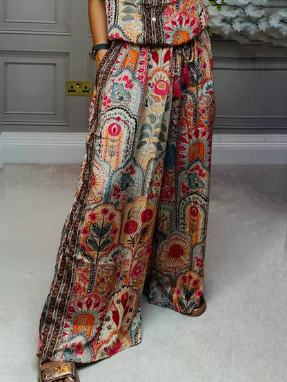 Boho Gedrukte Franje Accent Loose Blouse