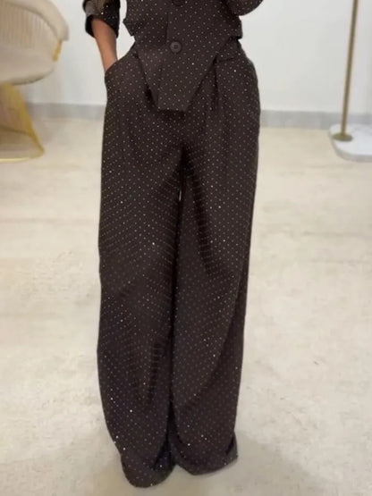Chic Commute Hoge Taille Pailletten Zak Broek