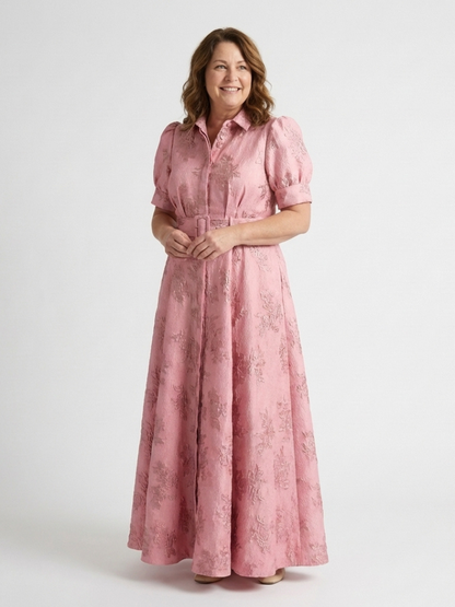 Xanthea | Maxi-jurk met korte mouwen, getailleerd, met bloemenpatroon