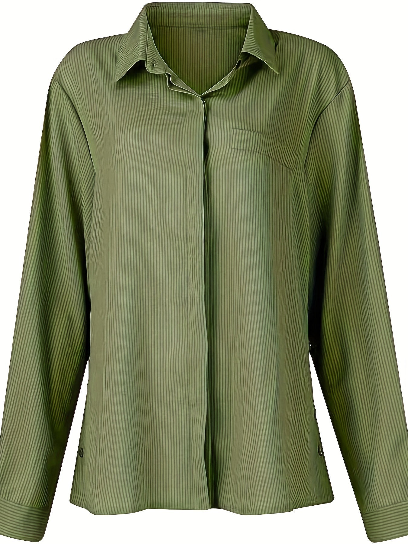 Effen Blouse met Zijknopen - Opgerolde Mouwen & Opaque Pasvorm