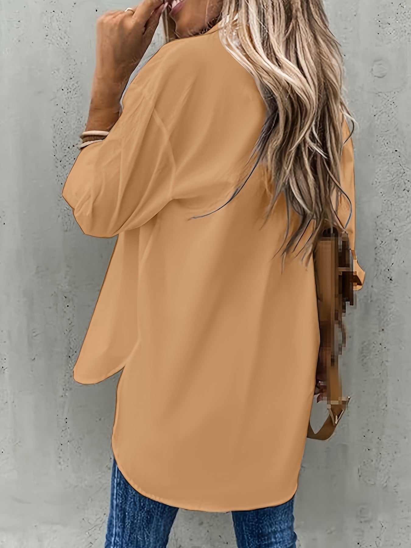 Effen Kleur Shirt - Knopen Ontwerp & Borstzak