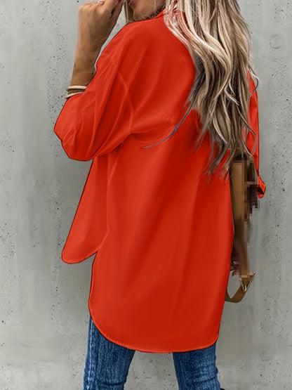 Effen Kleur Shirt - Knopen Ontwerp & Borstzak