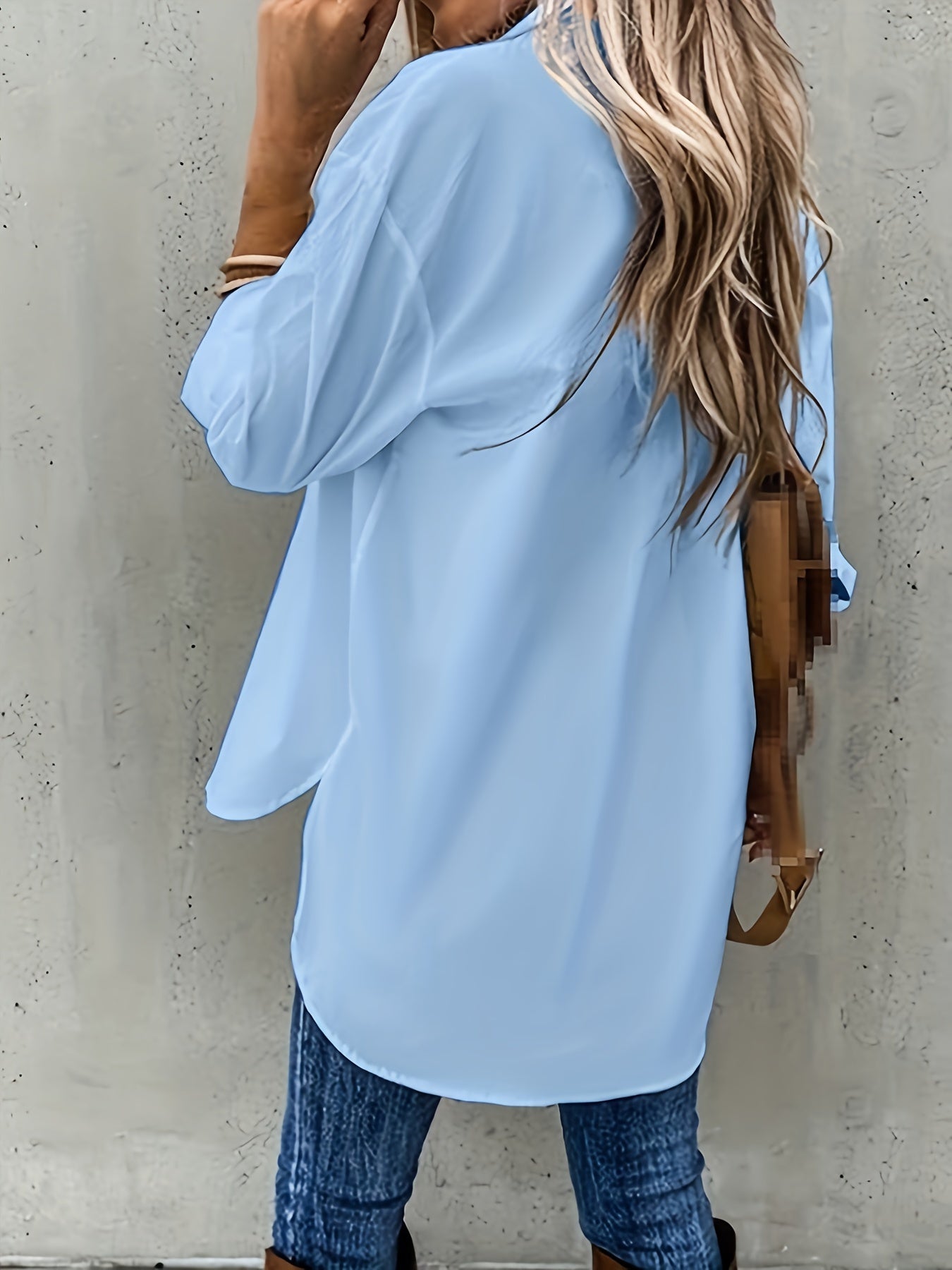 Effen Kleur Shirt - Knopen Ontwerp & Borstzak